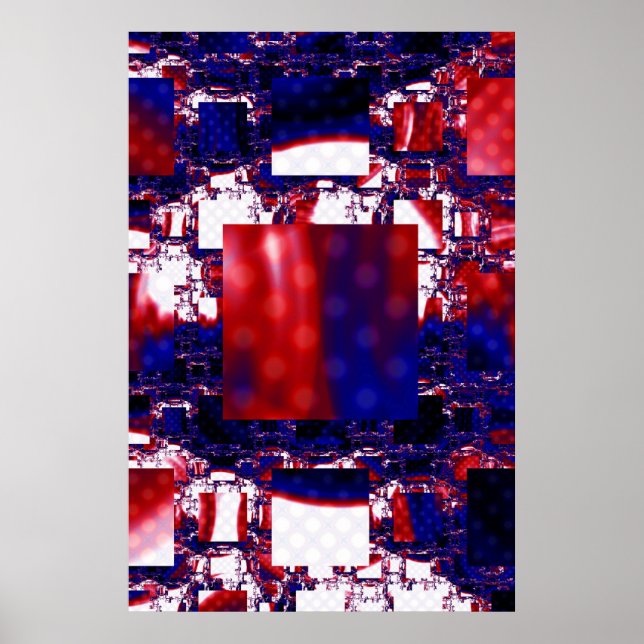 Stalling | Red and Blue Fractal Art Poster (Front)