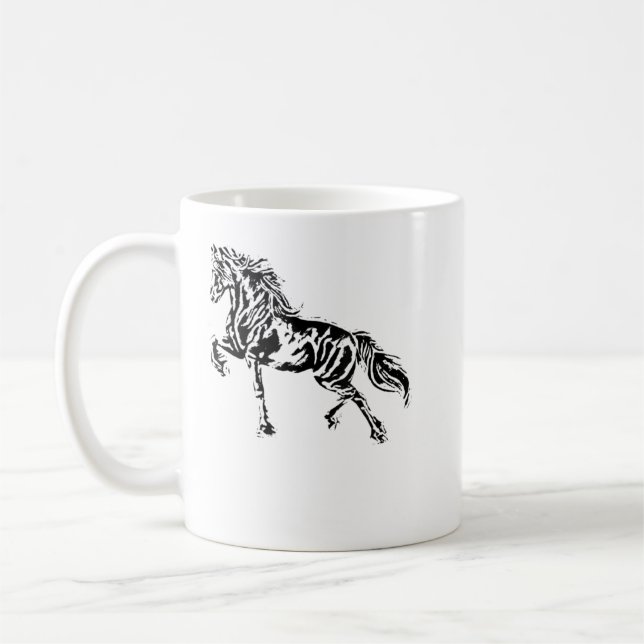 Stallion Horse Motif Elegant Mane Animals colourfu Coffee Mug (Left)