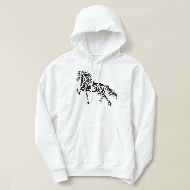 Stallion Horse Motif Elegant Mane Animals colourfu Hoodie (Design Front)