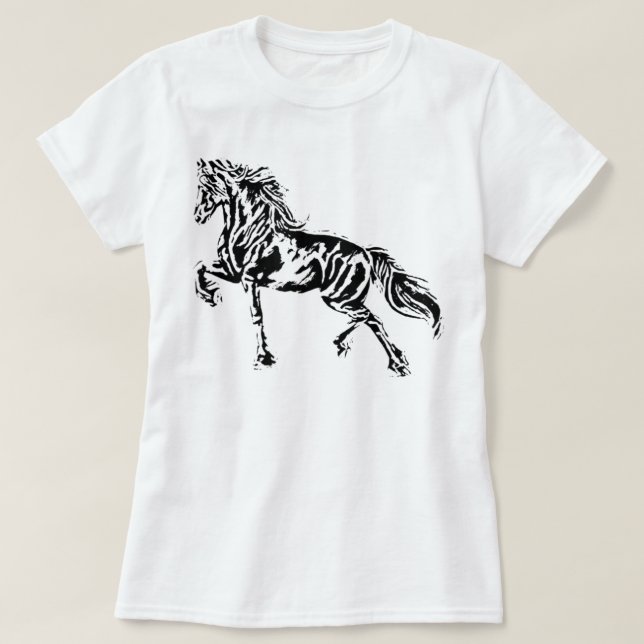 Stallion Horse Motif Elegant Mane Animals colourfu T-Shirt (Design Front)