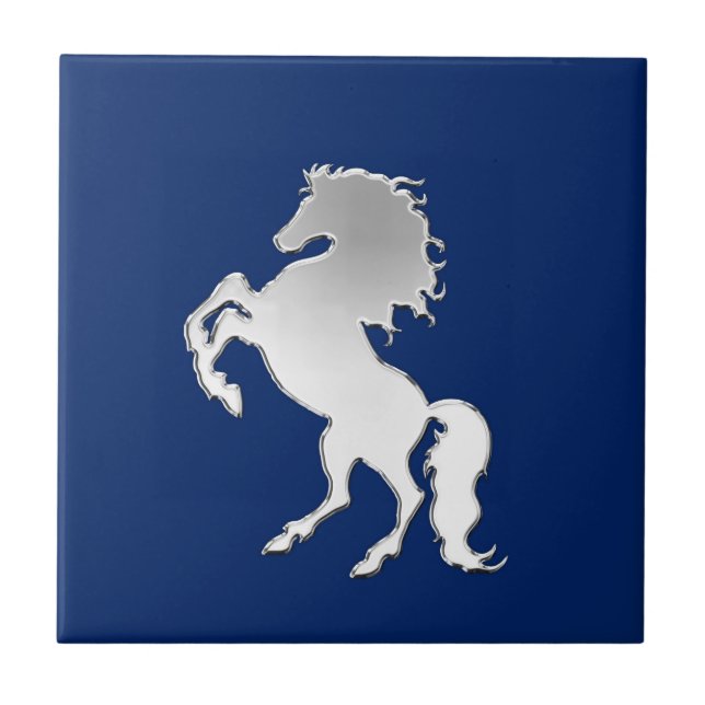 Stallion on Navy Blue Tile (Front)