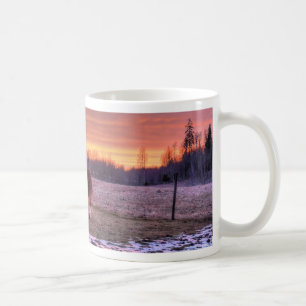 Stallion Running Home at Sunset on Ranch Coffee Mug
