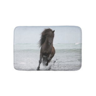 Stallion Running On Beach   North Atlantic Bath Mat