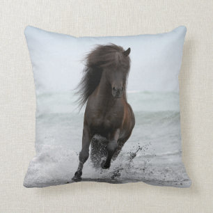 Stallion Running On Beach North Atlantic Cushion