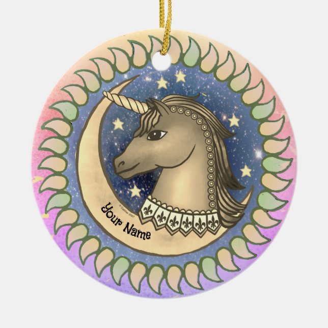 Stallion Unicorn Ceramic Ornament (Front)