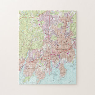 Stamford Connecticut Map (1987) Jigsaw Puzzle