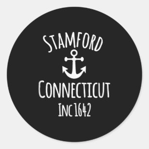 Stamford Connecticut Sailing Boating Nautical Boat Classic Round Sticker