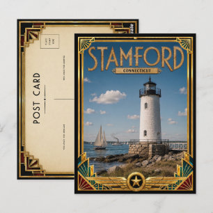 Stamford Connecticut Vintage Art Deco Golden Age Postcard