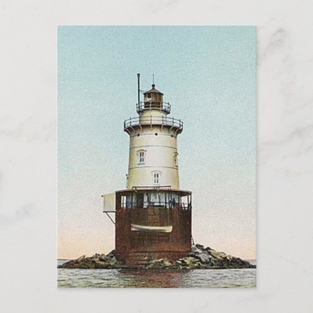 Stamford Harbour Ledge Lighthouse Postcard (Front)