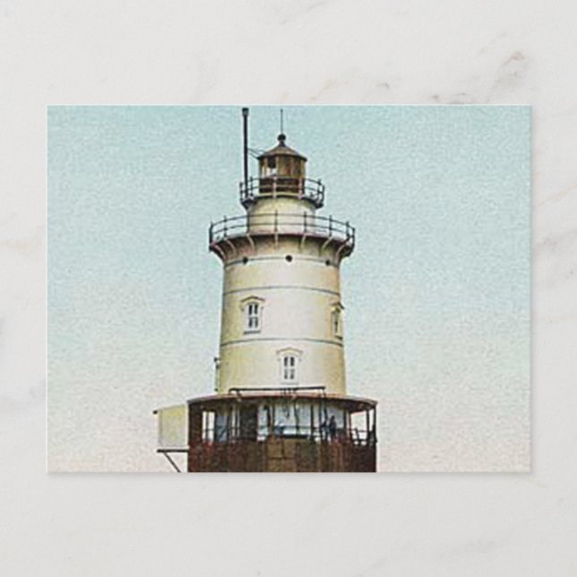 Stamford Harbour Ledge Lighthouse Postcard (Front)