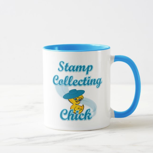 Stamp Collecting Chick #3 Mug (Right)