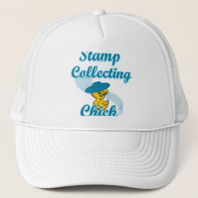 Stamp Collecting Chick #3 Trucker Hat (Front)