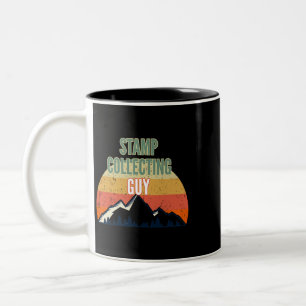 Stamp Collecting Gift for Men Stamp Collecting Guy Two-Tone Coffee Mug