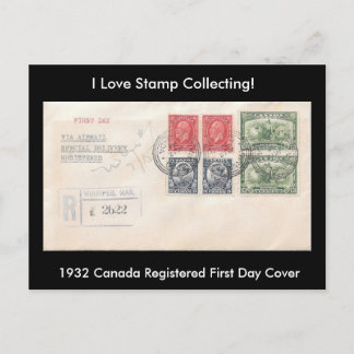 Stamp Collecting Postcard 1932 Canada FDC