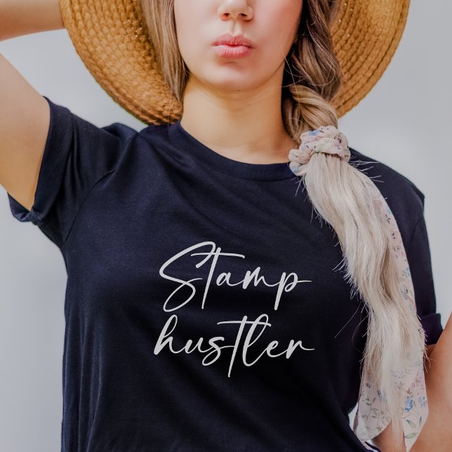 Stamp Hustler White Script Notary Public Navy Blue T-Shirt (Creator Uploaded)
