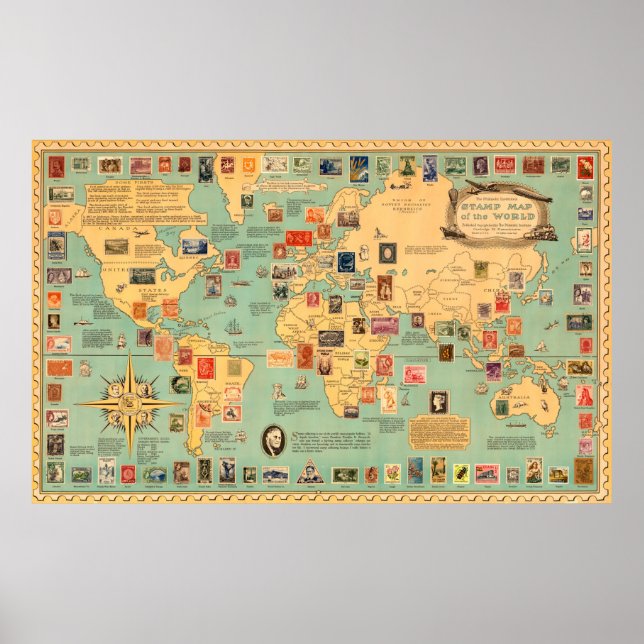 Stamp Map of the World Poster (Front)