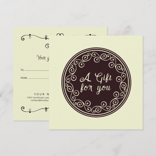 Stamp Ornaments Circle  YOUR TEXT & IDEA 1 voucher Card (Front/Back)
