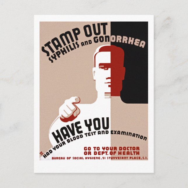Stamp Out Syphilis and Gonorrhoea Postcard (Front)