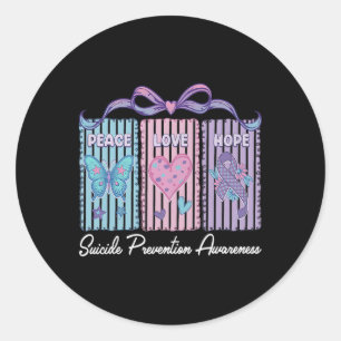 Stamp Peace Love Hope Suicide Prevention Awareness Classic Round Sticker