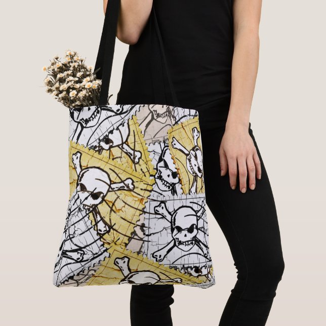 Stamp Skull Tote Bag (Close Up)