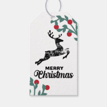 Stamp style Deer Christmas Gift Tag