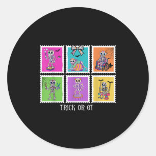 Stamp Trick Or Ot Occupational Therast Skeleton Ha Classic Round Sticker