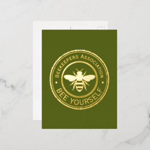Stamp - YOUR TEXT - BEE 1 - Fan Fun Foil Invitation Postcard