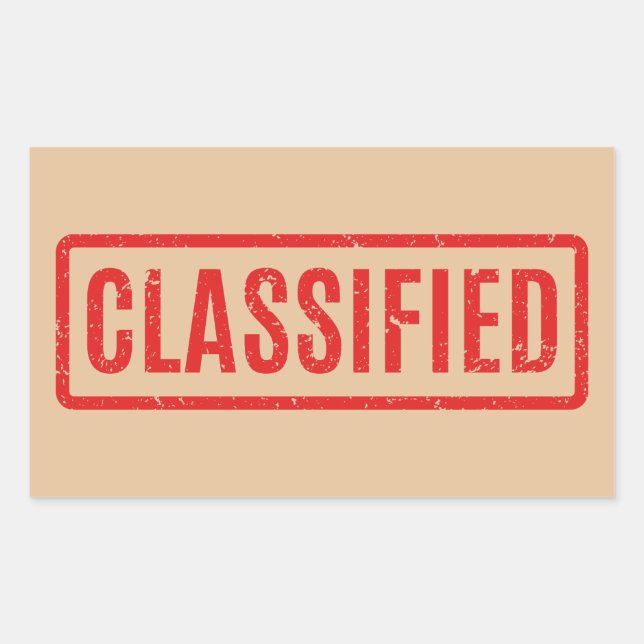 Stamped Classified Rectangular Sticker (Front)