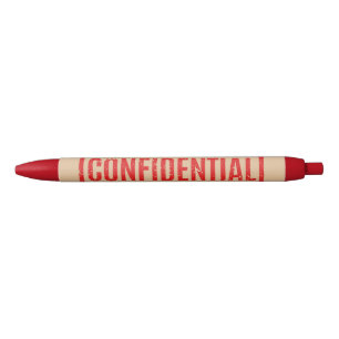 Stamped Confidential Black Ink Pen