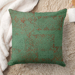 Stamped Green Celtic Patterned   Throw Pillow