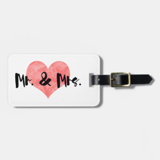 Stamped Heart Rustic Mr & Mrs Luggage Tag