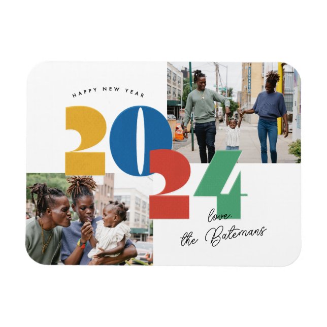 Stamped New Year Flat Photo Card Magnet (Horizontal)