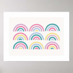 Stamped Rainbows Kids' Art Print - Teal