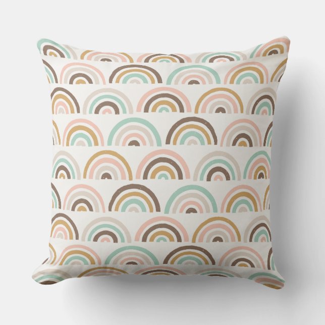 Stamped Rainbows Kids' Throw Pillow - Coffee (Front)
