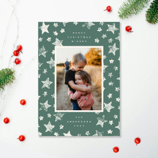 Stamped Star Pattern Holiday Card