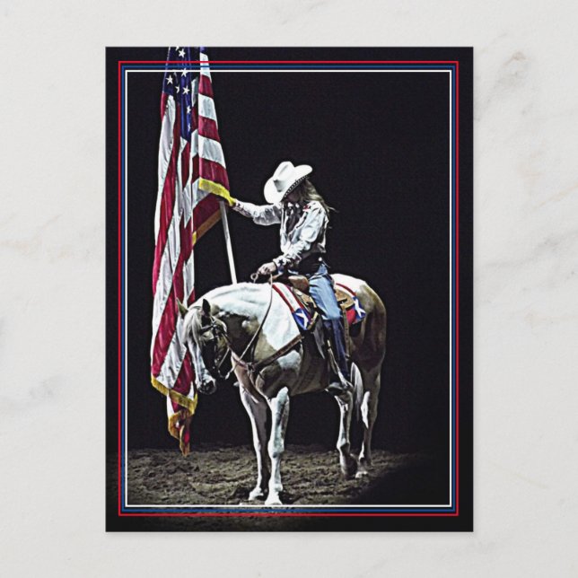 Stampede Prayers (red, white & blue border) Postcard (Front)