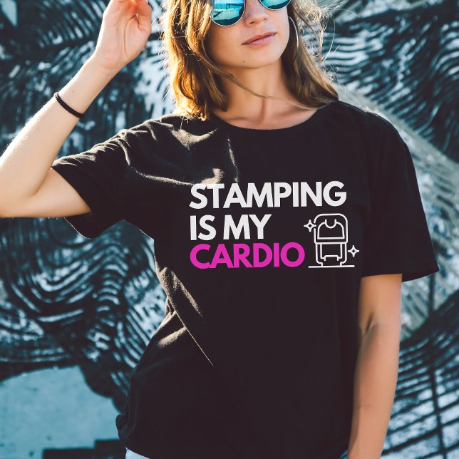 Stamping is my Cardio Hot Pink Notary Black T-Shirt (Creator Uploaded)