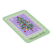 Stamps Christmas Tree Holiday Card Purple & Green