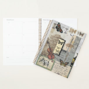 Stamps Vintage Ephemera Decoupage Planner