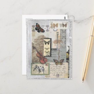 Stamps Vintage Ephemera Decoupage Postcard