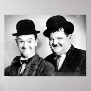 Stan Laurel and Oliver Hardy BW Vintage D1 Poster