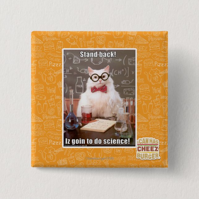 Stand back! 15 cm square badge (Front)