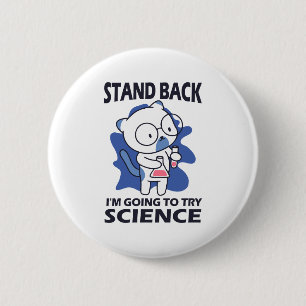 Stand Back - Adorable Cat Scientist Experimenting  6 Cm Round Badge