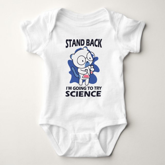 Stand Back - Adorable Cat Scientist Experimenting  Baby Bodysuit (Front)