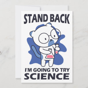 Stand Back - Adorable Cat Scientist Experimenting  Invitation