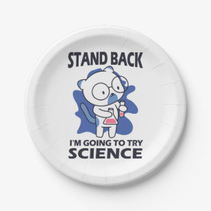 Stand Back - Adorable Cat Scientist Experimenting  Paper Plate