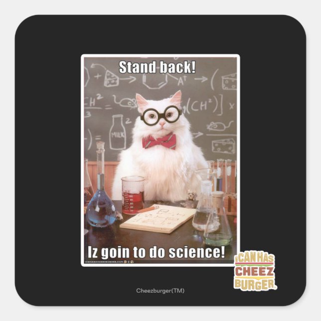 Stand back! square sticker (Front)