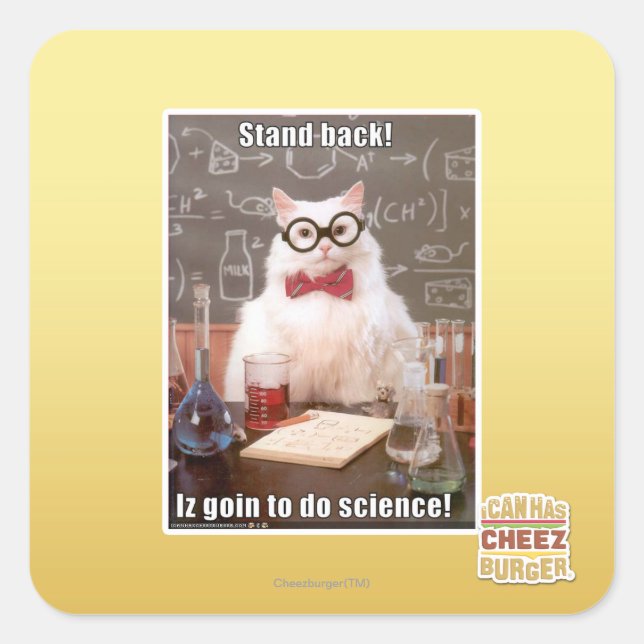 Stand back! square sticker (Front)