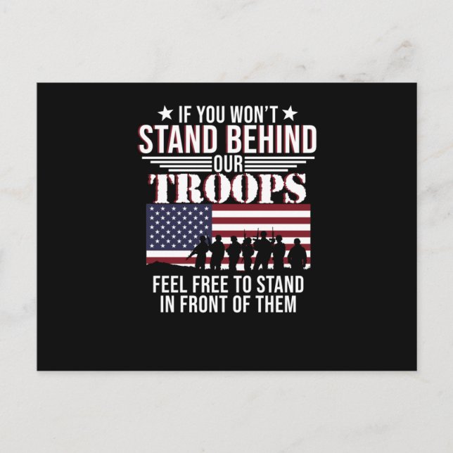 Stand Behind Our Troops Happy Veterans Day Support Invitation Postcard (Front)