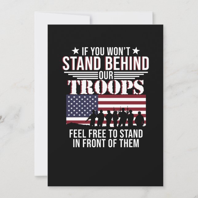 Stand Behind Our Troops Happy Veterans Day Support Thank You Card (Front)